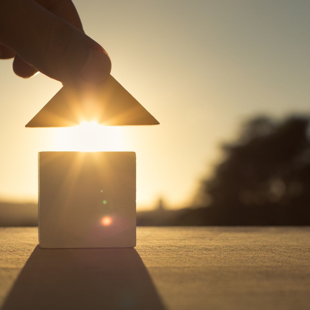 silhouette of a wooden toy house