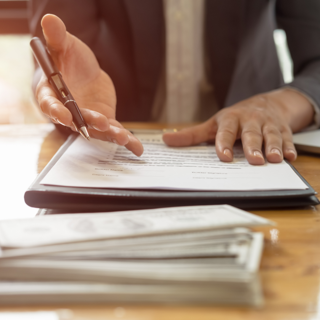 Lawyer talking to a client. 