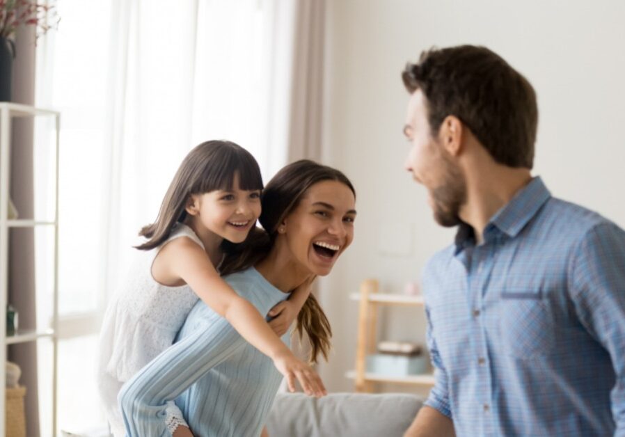 a happy family enjoying time together.